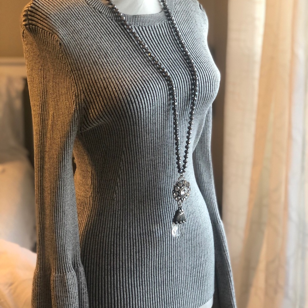 Gray flare sleeve tunic